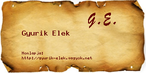 Gyurik Elek névjegykártya